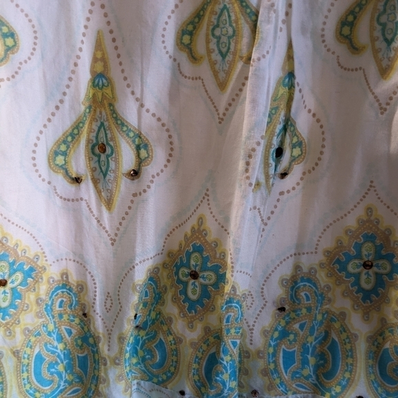 Mac & Jac Paisley cream coloured skirt with green sequins and jewels size 8 - Picture 4 of 7